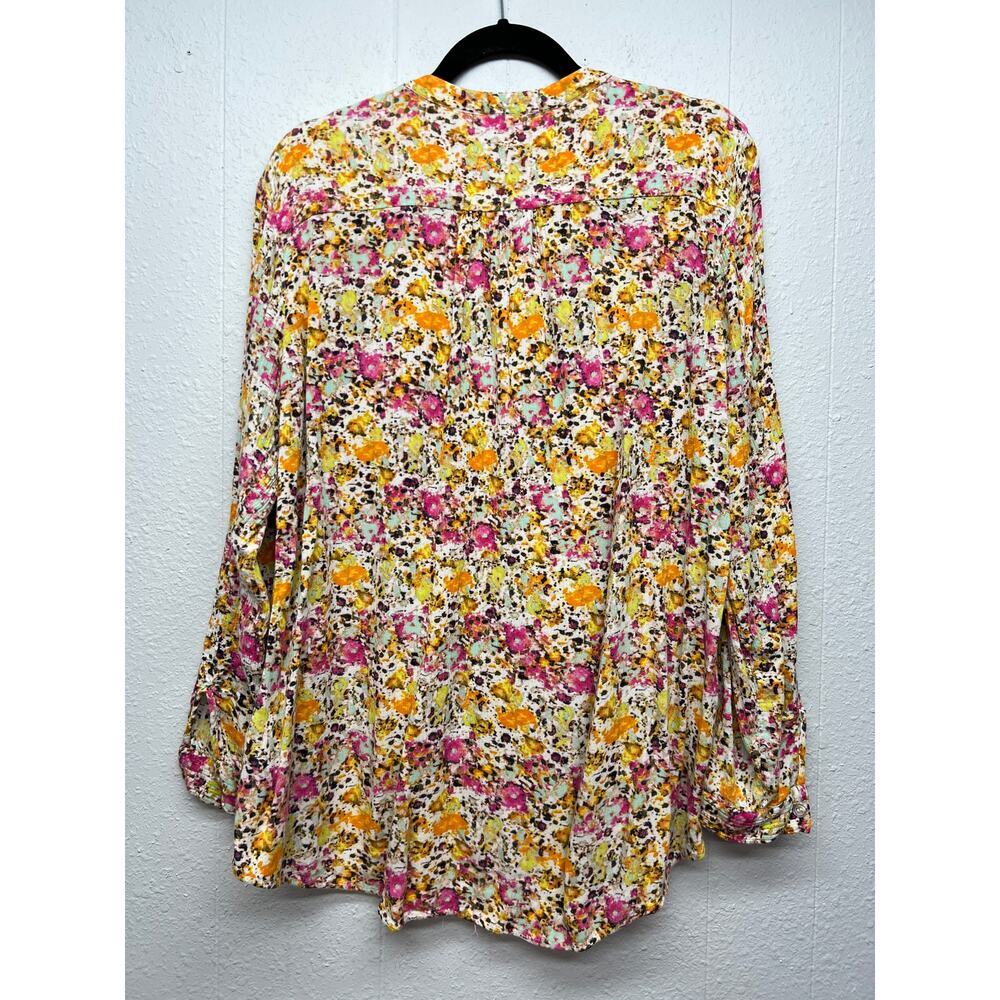 Kut From The Kloth Floral Crinkled Shirt Womens XL Roll Tab Sleeves Relaxed Boho - Picture 7 of 13
